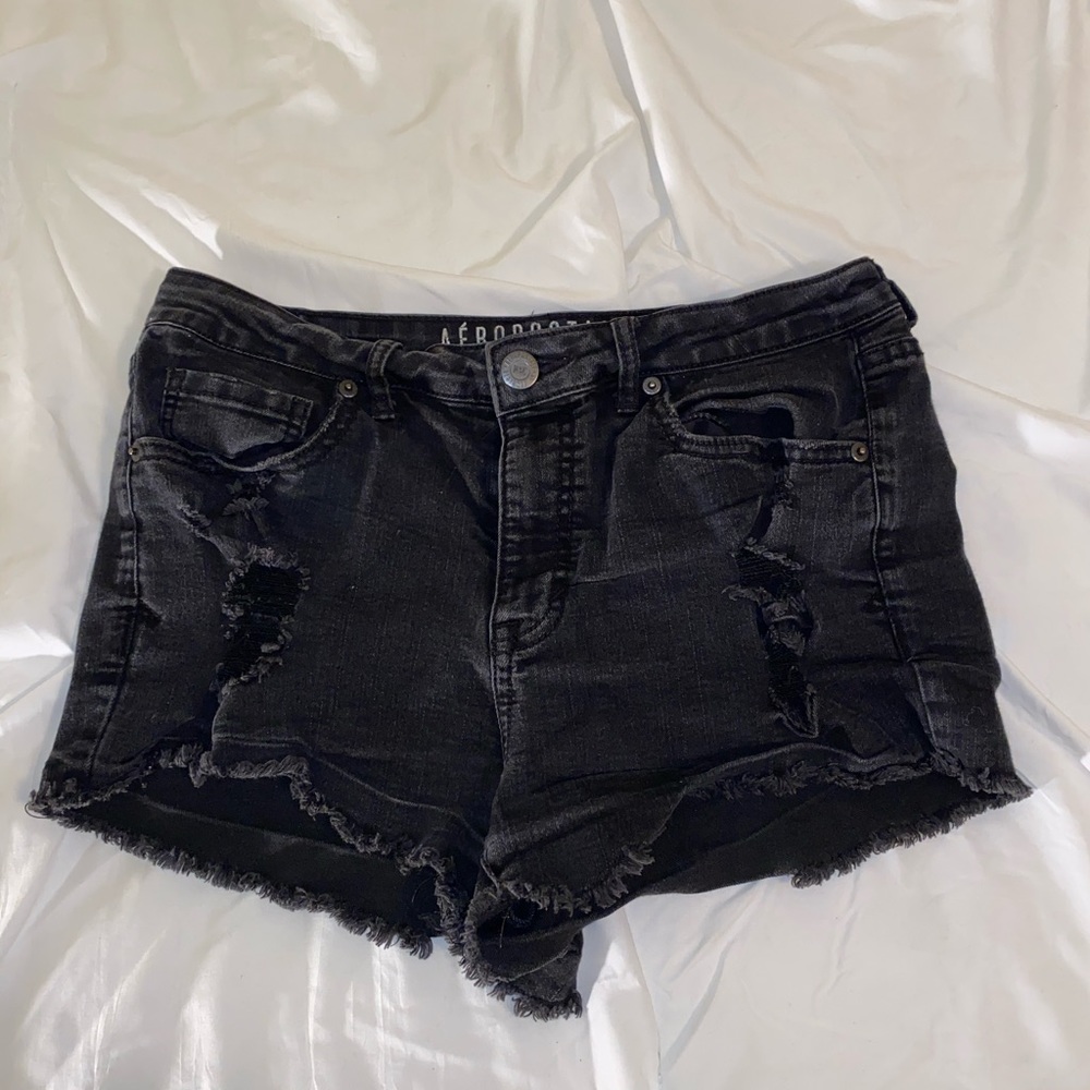 High waisted Black Jean Shorts